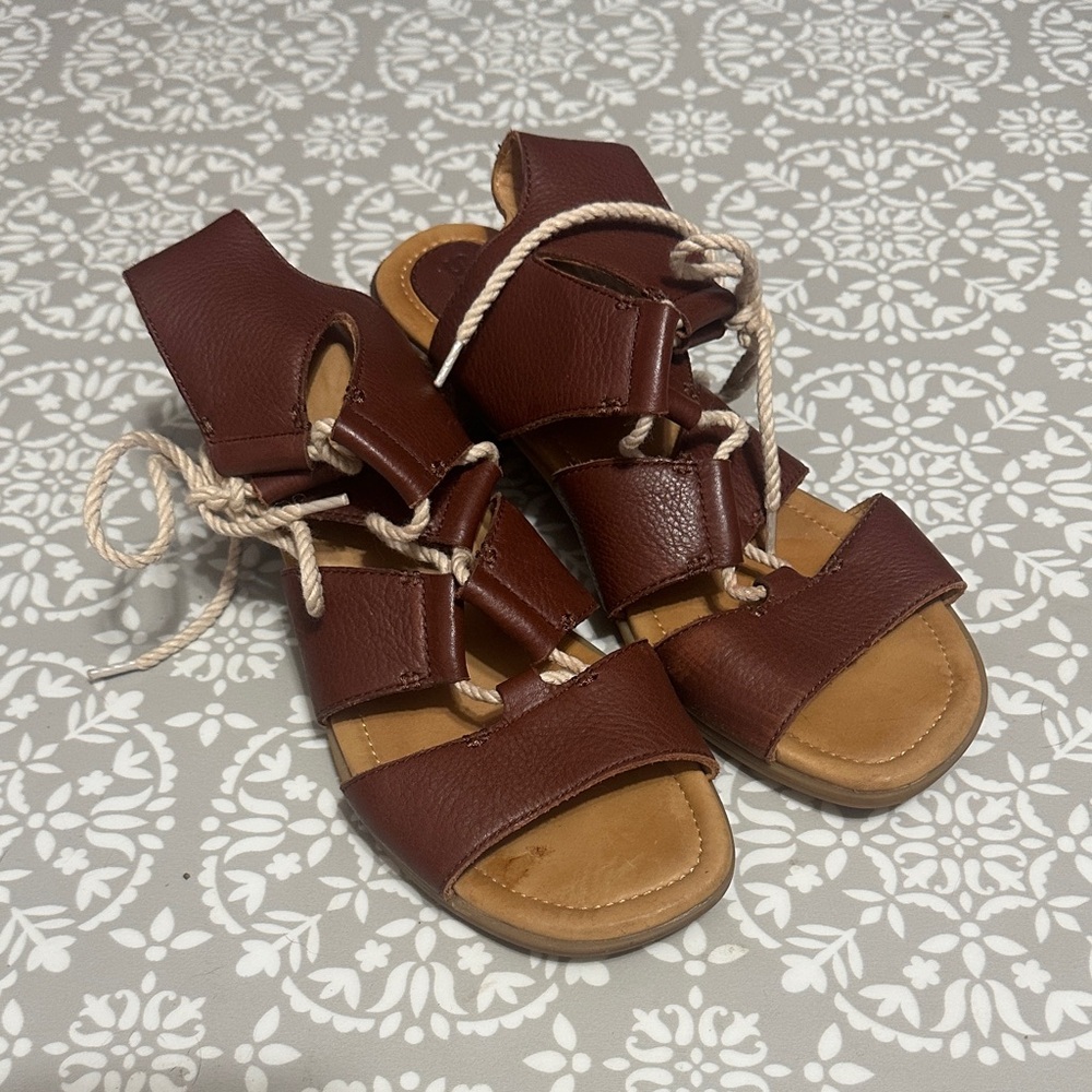 Sperry Brown Leather Sandals with Rope Detail